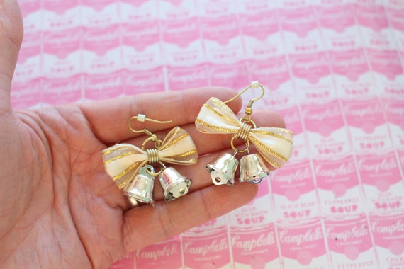 Vintage CHRISTMAS Bell Earrings.....holiday. silv… - image 1