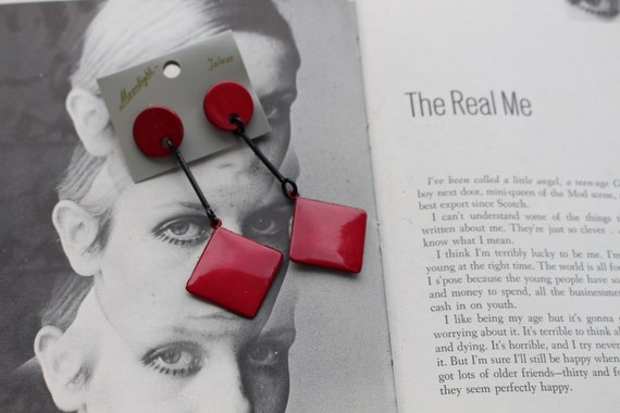 1980s RED Earrings....costume. 1980s glam. sexy. … - image 2