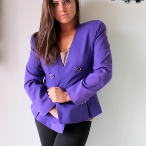 Vintage 80s Purple Blazer: Mod Gogo Style, Size Large