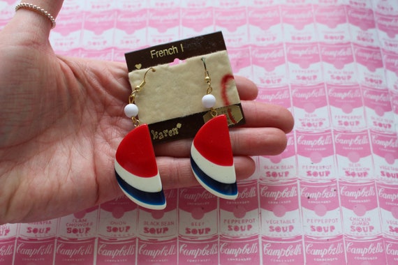 1980s Red White Blue Nautical Earrings.....holida… - image 2