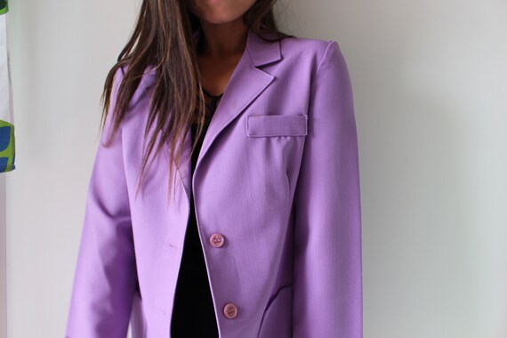 Vintage 1980s Purple Cotton Blazer: Mod Gogo Styl… - image 4