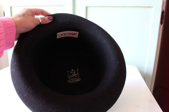 1980s Vintage BLACK  Hat...dapper. church. fancy.… - image 6
