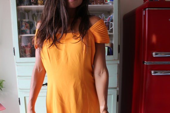 Vintage MUSTARD Day Dress....size medium large...… - image 7