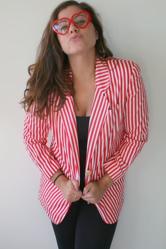 1980s RED Striped Jacket...designer jacket. red. r