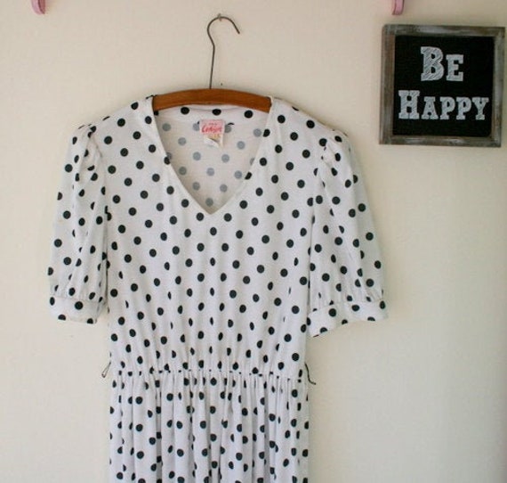 1980s POLKA DOTS Black and White Dress....size me… - image 1