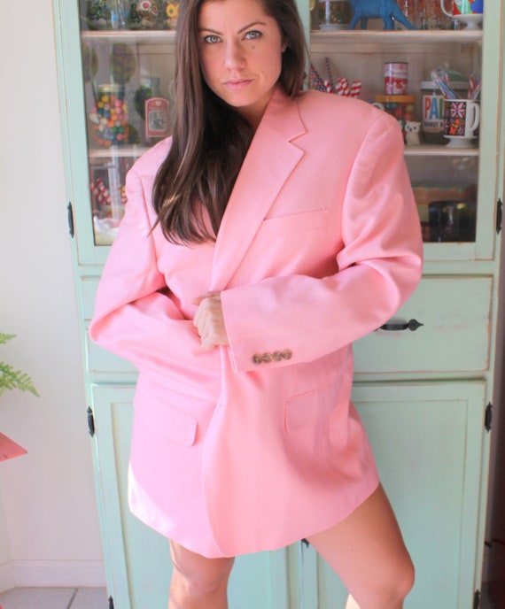 Vintage 1970s Pink Blazer Jacket...size large xl. 