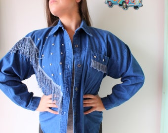 Vintage Blue Button Down...grunge. hipster. retro. hippie. 80s. 90s. designer. mens. womens. unisex. country. western. gents.