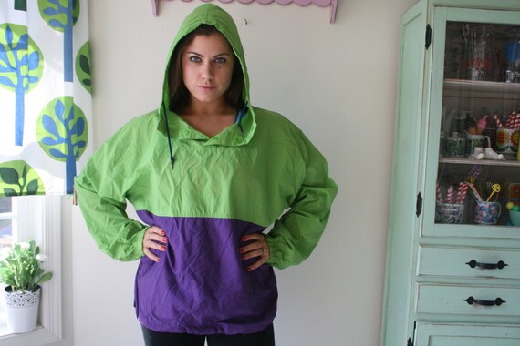 90s GAP Color Block Raincoat: Vintage Lime Green … - image 3