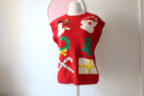 1960s Vintage CHRISTMAS SWEATER Vest....small wom… - image 3