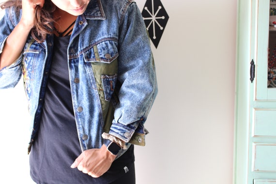 1980s 90s HIPSTER Acid Jean Jacket Coat...small w… - image 7