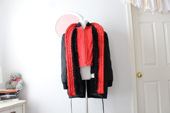 1980s RED Black Coat Jacket.....large. unisex. me… - image 4