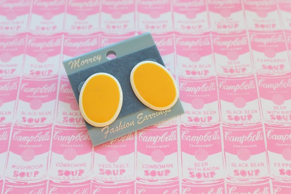NOS 1980s GLAM Earrings...new old stock. yellow. … - image 1