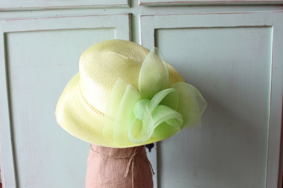 Vintage 80s Lime Green Straw Hat: Fancy Derby Costume - Etsy