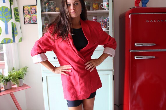 Vintage CHERRY RED Blazer Jacket...size medium...… - image 3