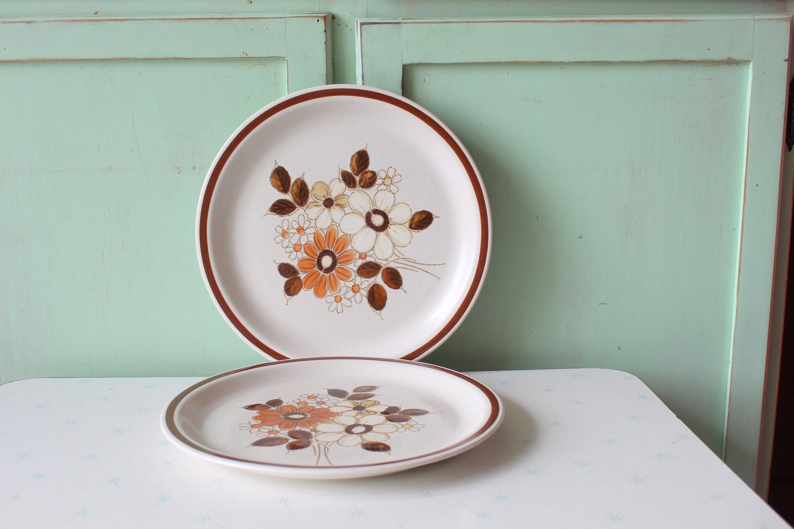 Vintage Flower Garden Plates Set of 2.....retro. Eat. Serving. Etsy