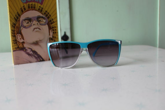 1980s BLUE New Old Stock Sunglasses.....vintage e… - image 2