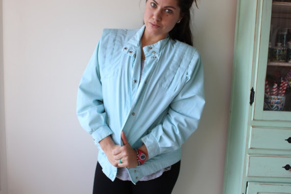 1980s SKY BLUE Jacket.size medium. colorful. brig… - image 2