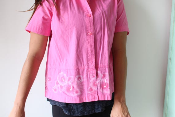 Vintage PRETTY PINK Blouse...size medium womens..… - image 2