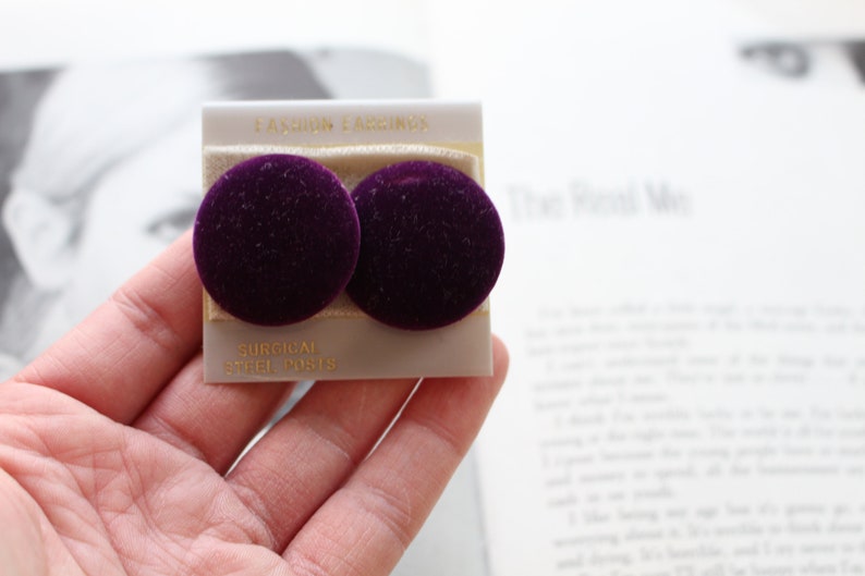 80s glam new old stock 1980s earrings sexy rock geometric pierced ears punk 1980s NOS Purple Stud Earrings....costume