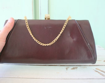 Vintage MOD GIRL Handbag...brown. clutch. 1970s purse. hipster. retro. colorful. folk. chocolate brown. mod. autumn. fall. twiggy. medium