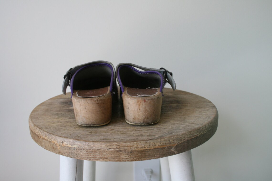 1970s PURPLE CLOGS Leather Danish Shoes..toddler girls 1970s PURPLE CLOGS Leather Danish Shoes..toddler girls