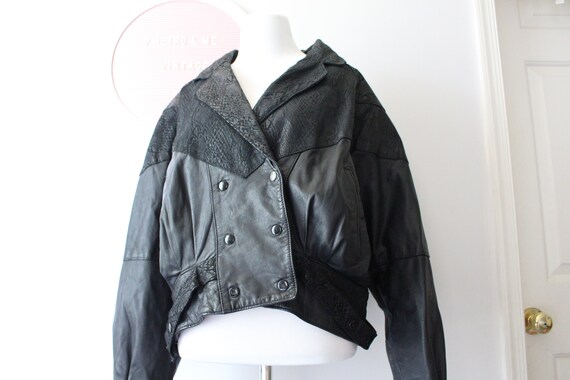 1980s BLACK LEATHER Biker Jacket......unisex. siz… - image 3