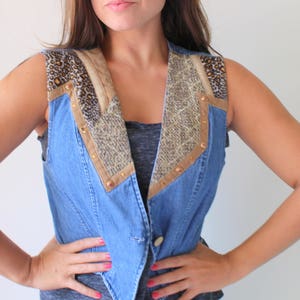 1990s Blue Jean Vest: Biker Chic, Medium Womens