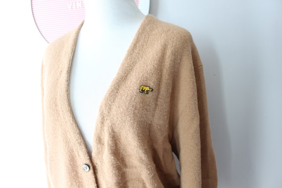 Vintage Brown Mid Century Cardigan Bear Sweater..… - image 4