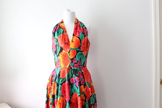1970s Bright RETRO Chic FLORAL Dress...maxi dress… - image 1