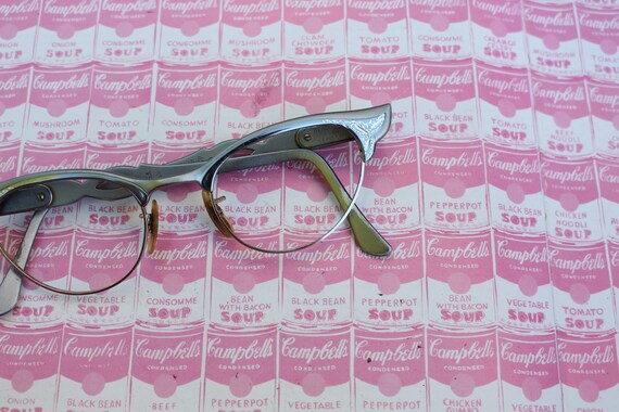 Vintage 1950s Cat Eye Glasses - Silver Frame Eyeg… - image 3
