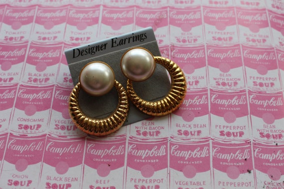 80s Vintage MOD GIRL Wedding Earrings.....hoops. … - image 3