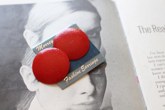BIG 1980s RED Round Party Earrings....glam. retro… - image 2
