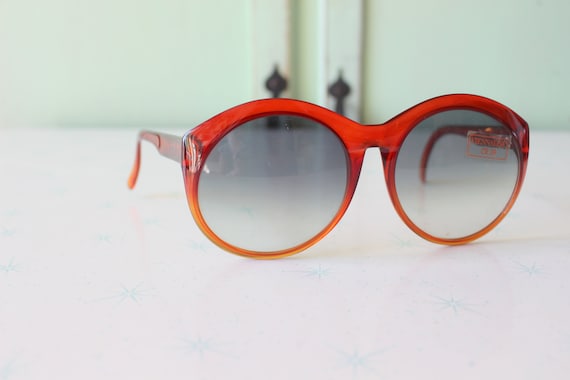 1970s Vintage Red Big Mod Sunglasses. retro. colo… - image 1