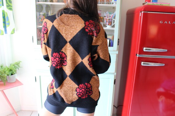 1980s GOLDEN GLITTER Oversized Geometric Sweater.… - image 6