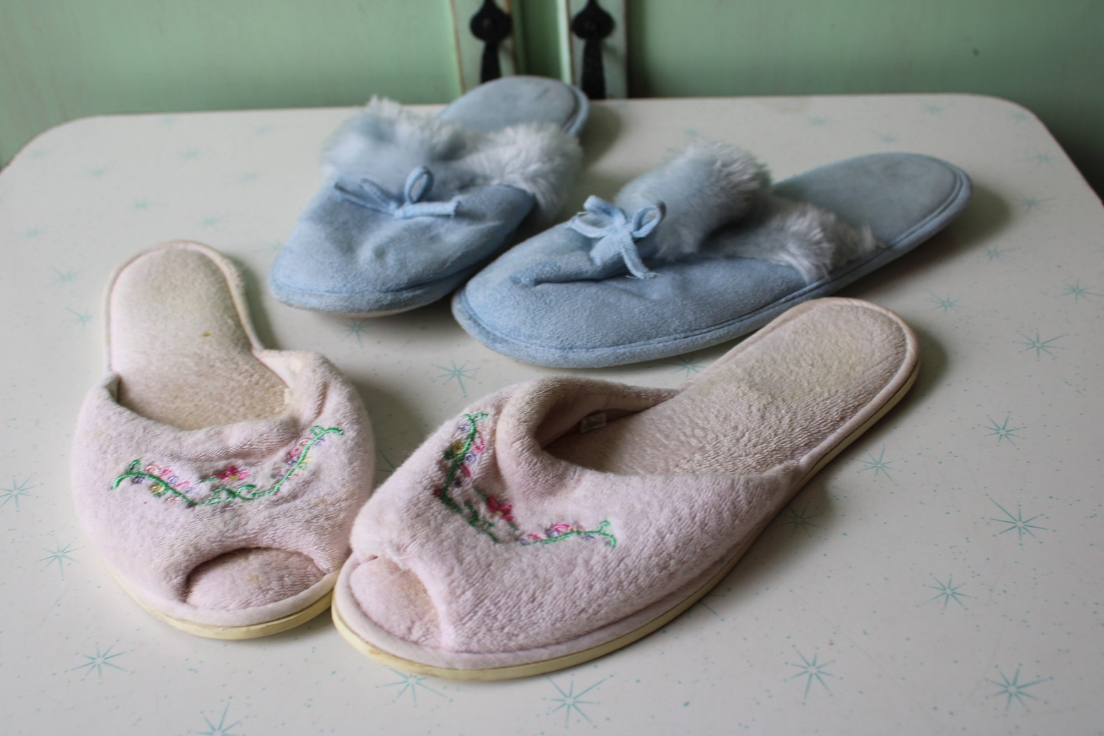 1980s Vintage Slippers LOT Nighty House Shoes Flats.....size 6 7