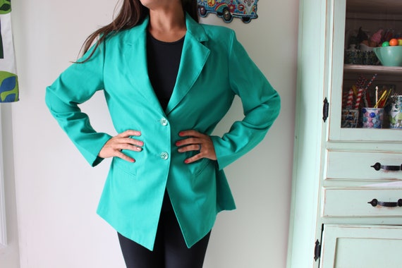 Vintage Kelly Green Blazer Jacket...size large xl… - image 2