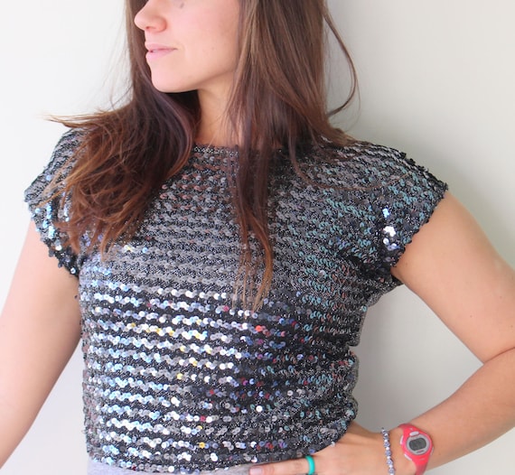 black sequin top size 20