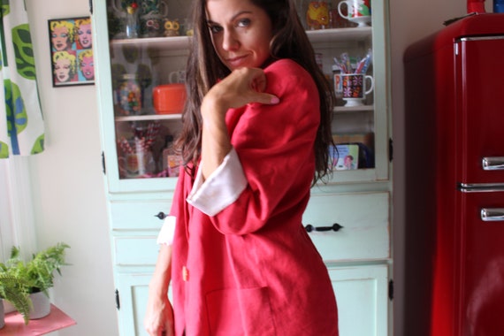 Vintage CHERRY RED Blazer Jacket...size medium...… - image 7