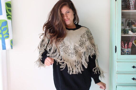 Vintage FANCY Black Crop Sweater....size large xl… - image 5