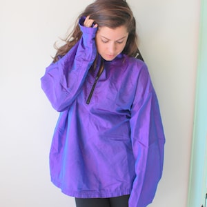 1980s Purple Nylon Jacket: Retro Swishy Rain Jacket (L-XL)