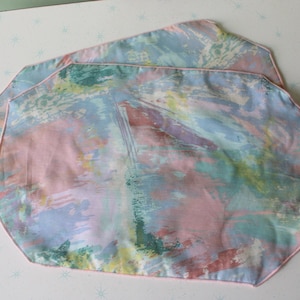 Vintage 80s Pastel Placemats: Artsy Retro Table Linen, Set of 2