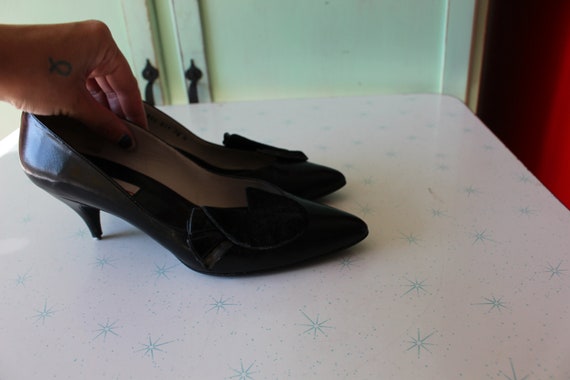 Vintage FANCY Black Heels..size 7.5 womens...1980… - image 7