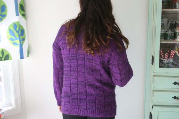 1980s Geometric Knit Sweater - Purple & Pink, One… - image 4