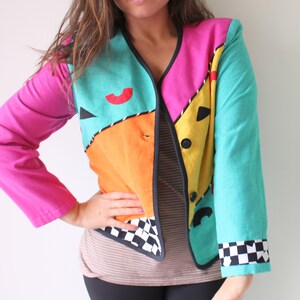 1980s Colorful Cotton Blend Jacket - Size Medium