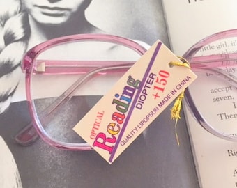 Occhiali da lettura vintage rosa retrò NOS Eyewear....classici. fantastico. ramoscello. mod. bibliotecario. segretario. ottico. cornici rosa. fantastico. atomico