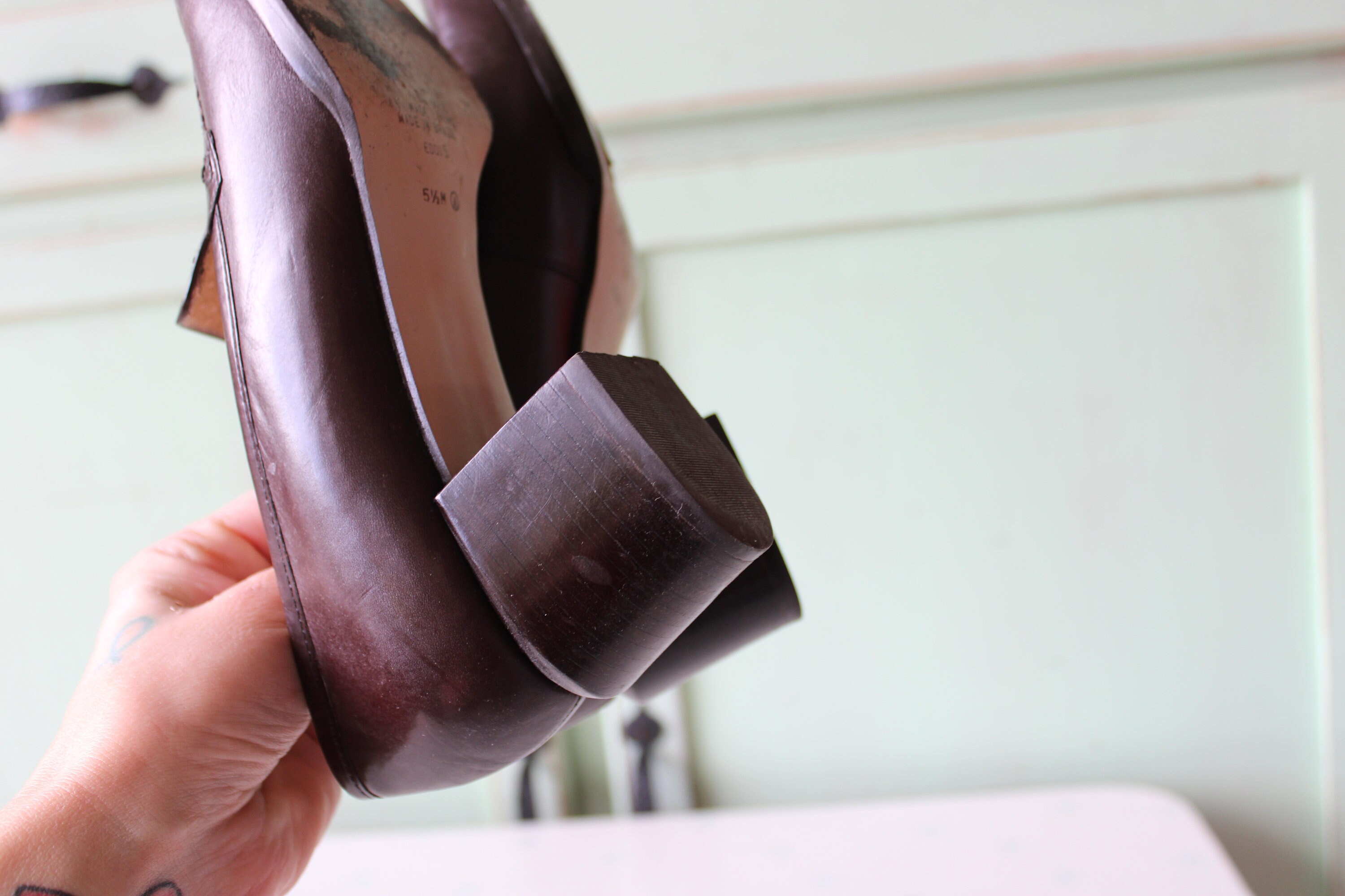 90年代ヴィンテージ NINE WEST ブラウンレザーローファーヒール 