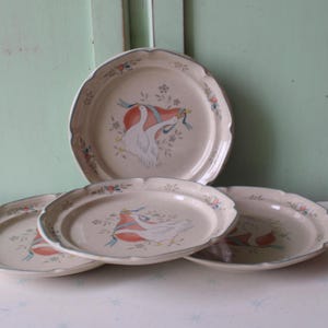 Vintage 1980s Duck Print Plates - Set of 4 - Cottage Kitchen Decor
