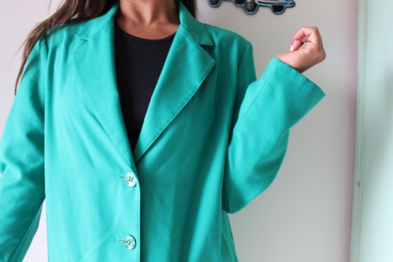 Vintage Kelly Green Blazer Jacket...size large xl… - image 4