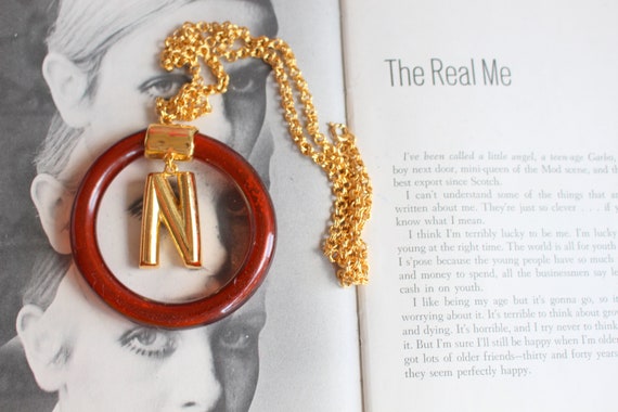 New Old Stock 1980s Letter N Necklace.....golden.… - image 1