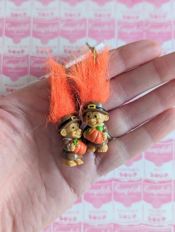 Thanksgiving Troll, Vintage Russ Troll Doll, Thanksgiving Pilgrim Boy,  Orange Hair Trolls 8